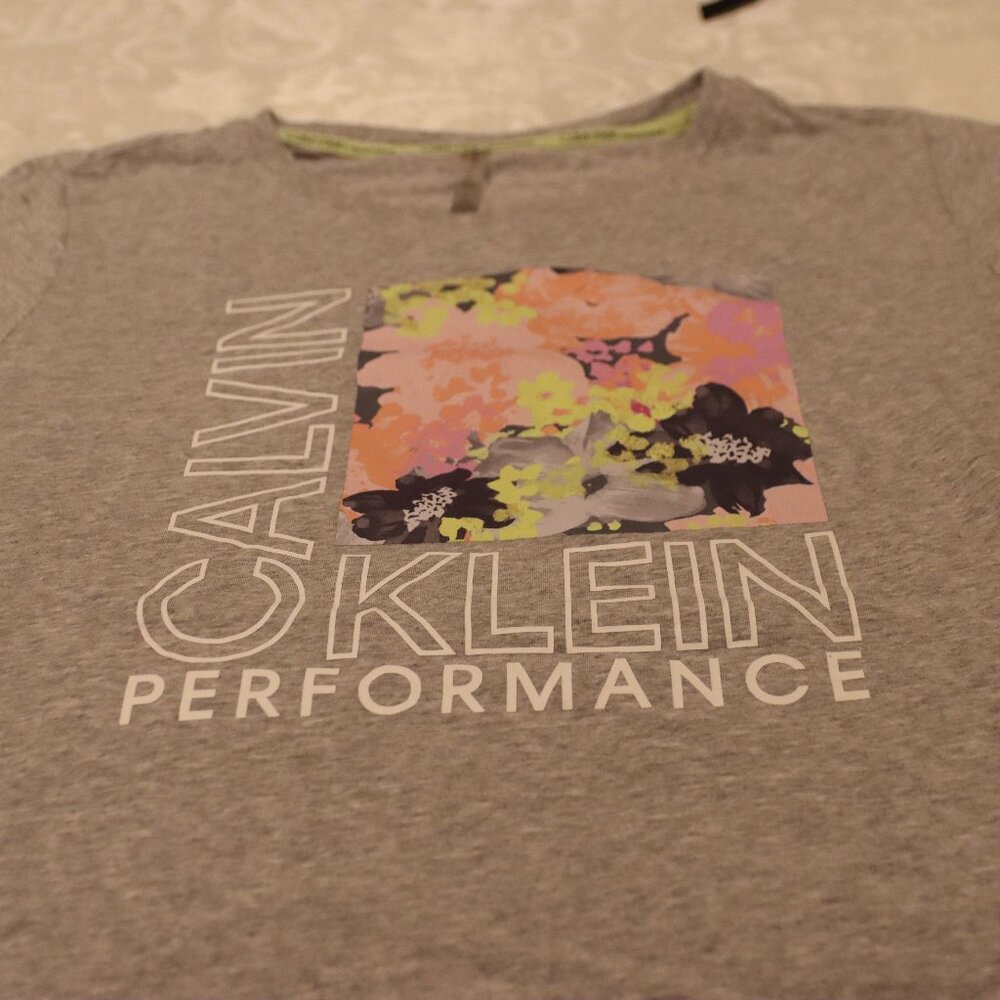 Calvin Klein Performance Stretch Short Sleeve Grey T Plus 1X Athleisure Fitness